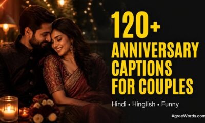 Indian couple celebrating their wedding anniversary with 120 plus anniversary captions for couples in Hindi and Hinglish