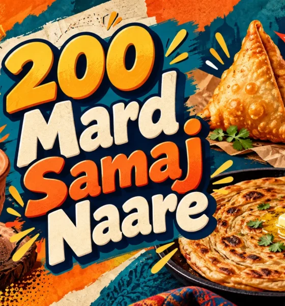 200 Mard Samaj Naare banner with chai, samosa and paratha
