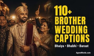 Brother wedding captions for Instagram featured image with an Indian groom and his family at the baraat