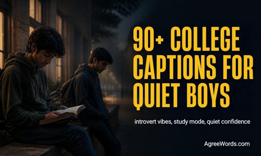 Indian college boy studying quietly in a library corner, college life captions for boys