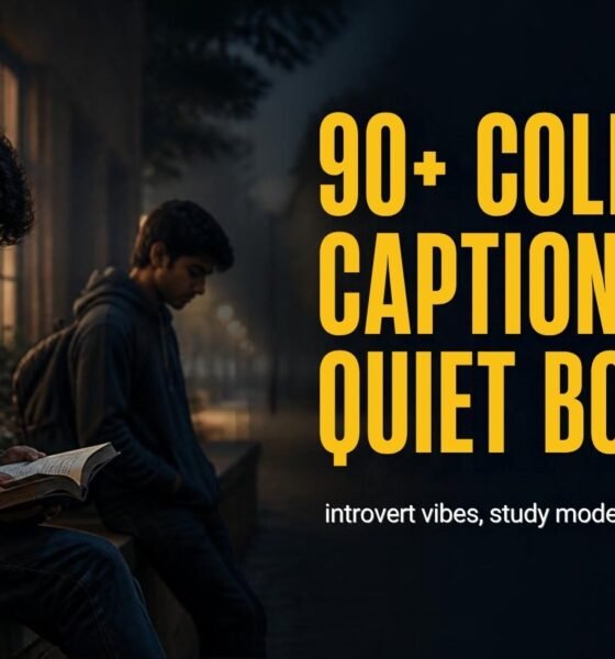 Indian college boy studying quietly in a library corner, college life captions for boys