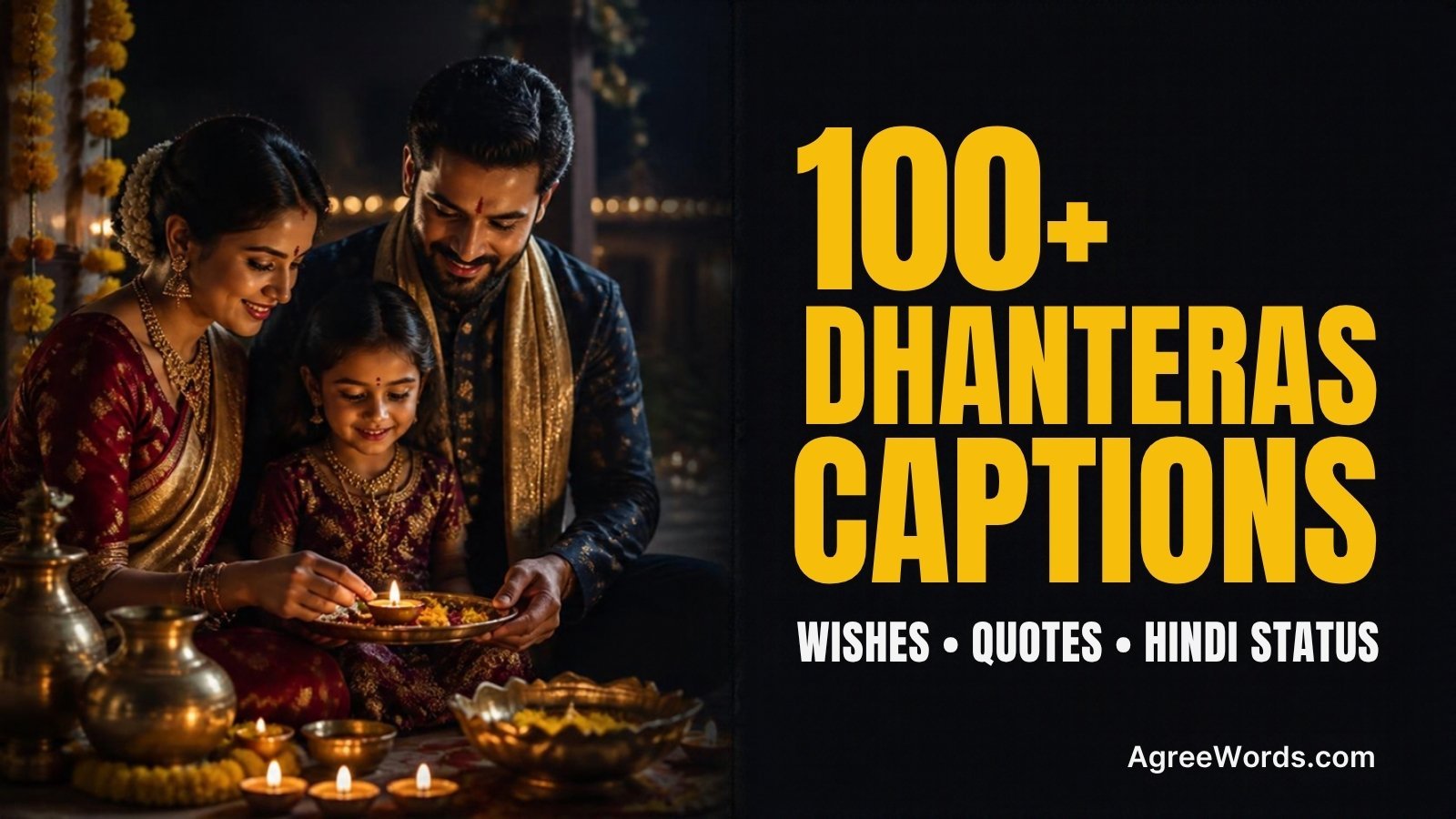 Dhanteras 2026 diya and gold coins Instagram caption image