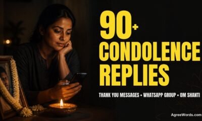 Person reading condolence message replies on phone at night, AgreeWords