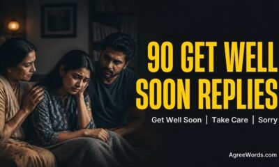 Phone screen showing reply to get well soon and take care text messages