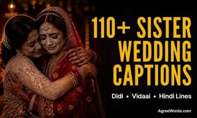 Indian bride in a red lehenga hugging her sister at the wedding, sister wedding captions for Instagram