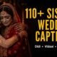 Indian bride in a red lehenga hugging her sister at the wedding, sister wedding captions for Instagram